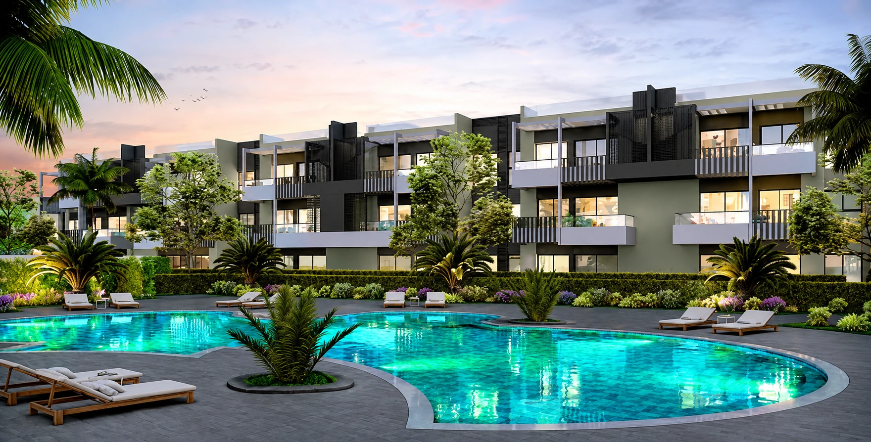 Résidence contemporaine avec piscine paysagée